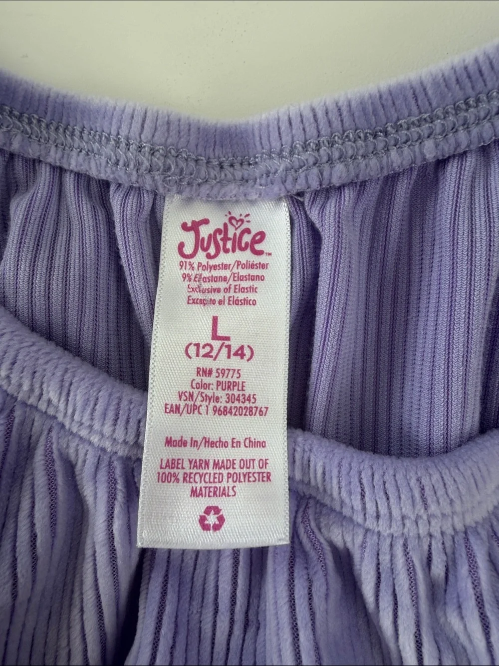 Justice Purple Smocked Ruffle Top Girls Size Large 12/14 | Cottagecore Peplum